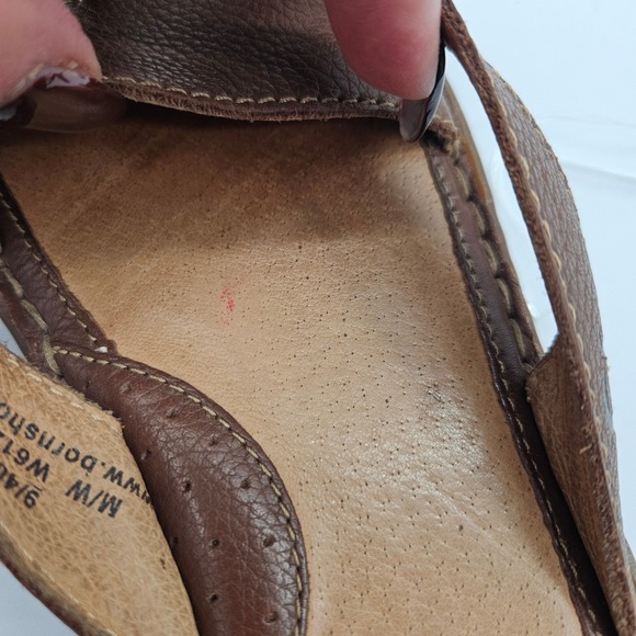 Born Brown Leather Cross Strap Thong Sandals Women's Size 9 40.5 - Picture 8 of 11
